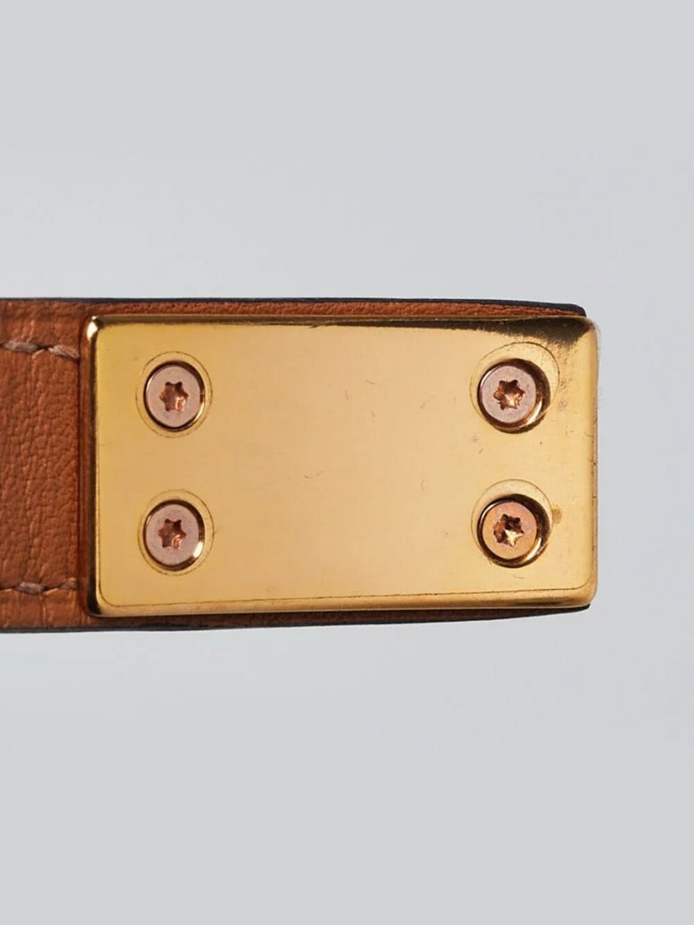 Hermes Black Box Leather Gold Plated Drag Double Tour Bracelet Size T2 - Picture 8 of 8
